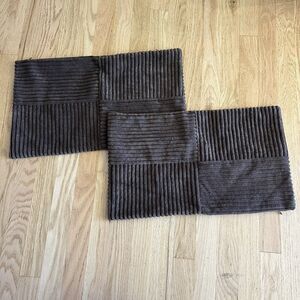 Chocolate Brown Corduroy Velvet Pillow Covers Pack of 2 Boho Decorative Patch‎